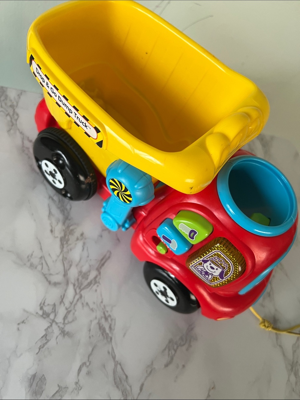Classic Kids Pull-Along Dump Truck Toy - Yellow & Red